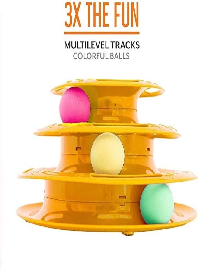 BohoBark Interactive 3-Layer Tower Track Roller with Colourful Balls Turntable Puzzle Toy Ideal for Mental and Physical Exercise Cats and Kittens (Orange) - Image 4